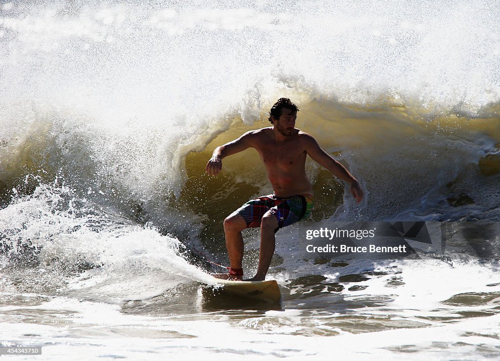 Surfers in Long Beach