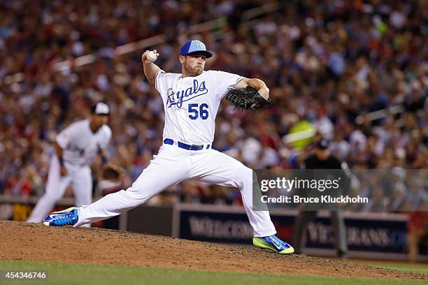 American League All-Star Greg Holland of the Kansas City Royals pitches to the National League during the 85th MLB All-Star Game at Target Field on...