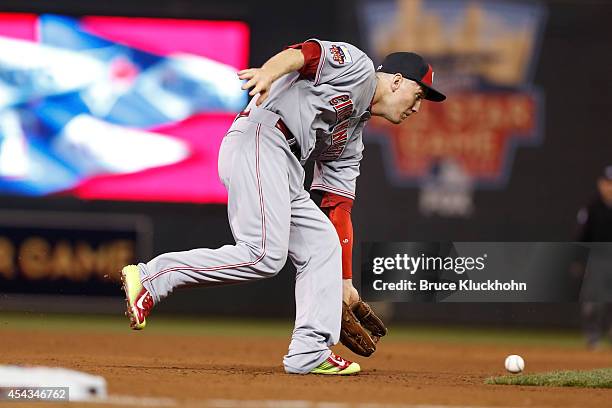 National League All-Star Todd Frazier of the Cincinnati Reds fields a ball hit by the American League during the 85th MLB All-Star Game at Target...