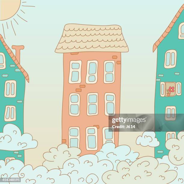 living in the clouds - sun safety stock illustrations