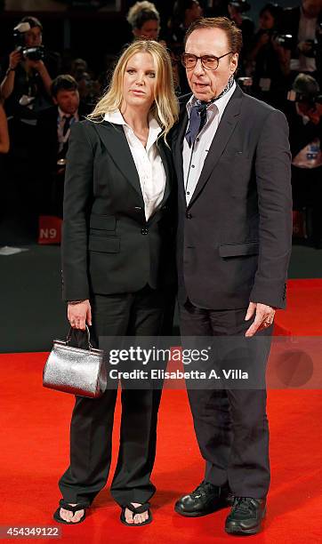 Screenplay Louise Stratten and director Peter Bogdanovich attend the 'She's Funny That Way' - Premiere during the 71st Venice Film Festival on August...