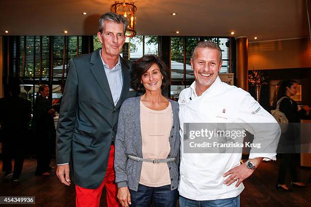 Andreas Petzold, Susanne Petzold and Karlheinz Hauser attend the 'Nacht der Medien' on August 29, 2014 in Hamburg, Germany.