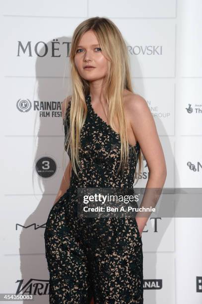 Actress Sophie Kennedy Clark arrives on the red carpet for the Moet British Independent Film Awards at Old Billingsgate Market on December 8, 2013 in...