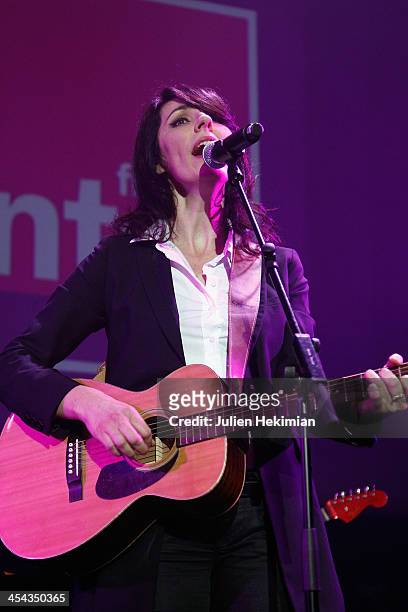 La Grande Sophie performs on stage during the 50th anniversary celebration of french radio France Inter at La Gaite Lyrique on December 8, 2013 in...