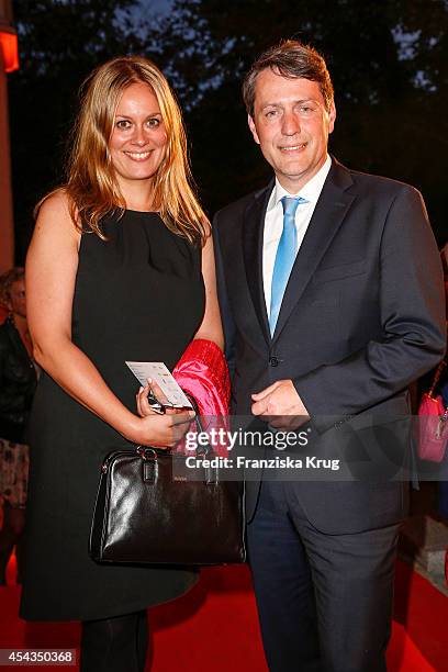 Julia Thiel and Dietrich Wersich attend the 'Nacht der Medien' on August 29, 2014 in Hamburg, Germany.