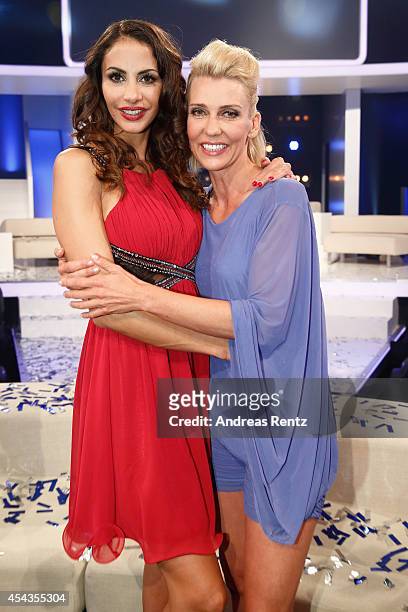 Janina Youssefian and Alexandra Rietz attend the Promi Big Brother finals at Coloneum on August 29, 2014 in Cologne, Germany.
