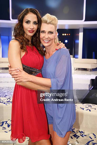 Janina Youssefian and Alexandra Rietz attend the Promi Big Brother finals at Coloneum on August 29, 2014 in Cologne, Germany.