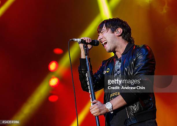 Tom Higgenson of Plain White T's performs on stage at PNE Amphitheatre during Day 12 of The Fair At The PNE on August 29, 2014 in Vancouver, Canada.