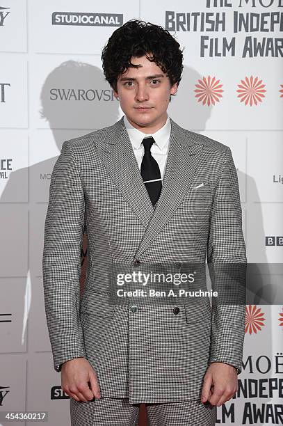 Actor Aneurin Barnard arrives on the red carpet for the Moet British Independent Film Awards at Old Billingsgate Market on December 8, 2013 in...