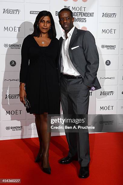 Actor Adrian Lester arrives on the red carpet for the Moet British Independent Film Awards at Old Billingsgate Market on December 8, 2013 in London,...