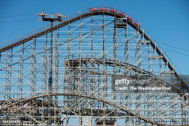 The Great White, a wooden coaster, in the Adventure Pier at Wildwood Beach on Monday, August 25, 2014 in Wildwood, NJ.