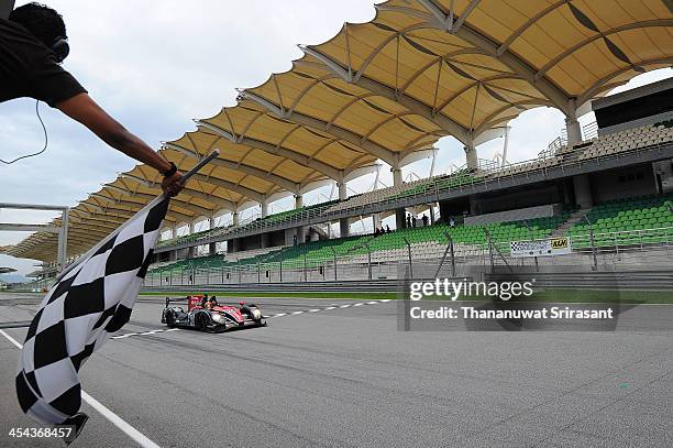 Ho-pin Tung of China and David Cheng of China dives the Oak Racing Team Total Morgan-Judd during the Asian Lemans Series on December 8, 2013 in...