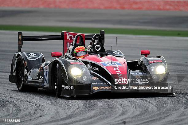 Ho-pin Tung of China and David Cheng of China dives the Oak Racing Team Total Morgan-Judd during the Asian Lemans Series on December 8, 2013 in...