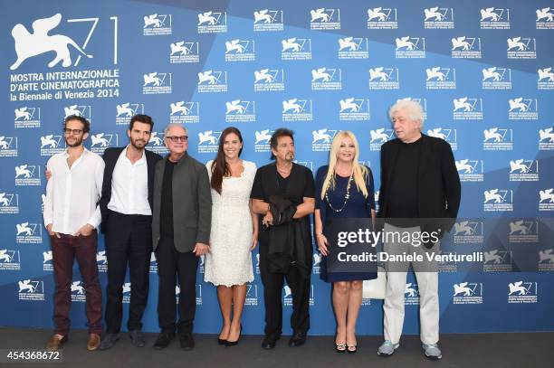 Andrea Iervolino, Barry Levinson, Gisella Marengo, Al Pacino, Monika Bacardi and Avi Lerner attend the 'The Humbling' photocall during the 71st...