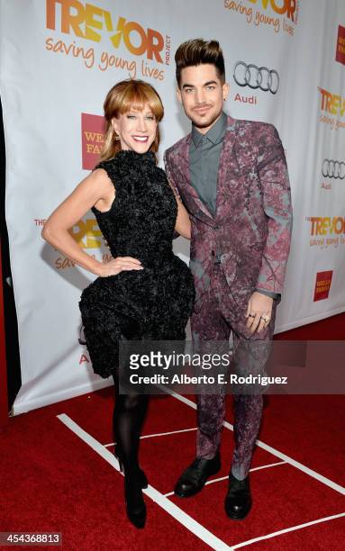 Comedian Kathy Griffin and musician Adam Lambert attend "TrevorLIVE LA" honoring Jane Lynch and Toyota for the Trevor Project at Hollywood Palladium...