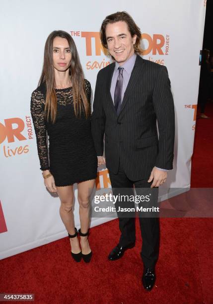 Actor Dermot Mulroney and Tharita Catulle attend "TrevorLIVE LA" honoring Jane Lynch and Toyota for the Trevor Project at Hollywood Palladium on...