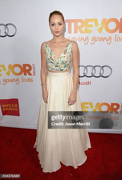 Actress Laura Vandervoort attends "TrevorLIVE LA" honoring Jane Lynch and Toyota for the Trevor Project at Hollywood Palladium on December 8, 2013 in...