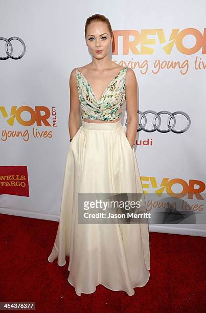 Actress Laura Vandervoort attends "TrevorLIVE LA" honoring Jane Lynch and Toyota for the Trevor Project at Hollywood Palladium on December 8, 2013 in...