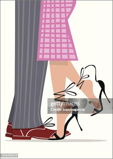 vintage illustration of a couple dancing legs. - groomsmen stock illustrations