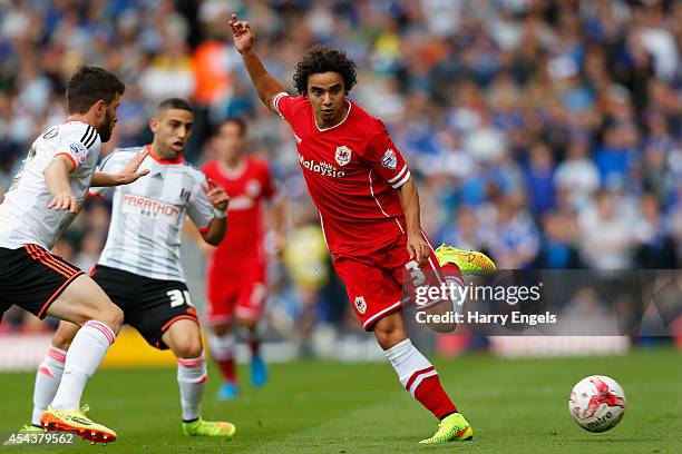 Fabio da Silva of Cardiff City runs with the ball during the Sky Bet Championship match between Fulham and Cardiff City at Craven Cottage on August...