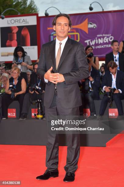 President of the Jury Alexandre Desplat attends the '3 Coeurs' premiere during the 71st Venice Film Festival on August 30, 2014 in Venice, Italy.