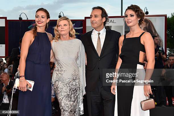 Dominique Lemonnier, President of the Jury Alexandre Desplat with their daughters attends the 'Three Hearts' - Premiere during the 71st Venice Film...