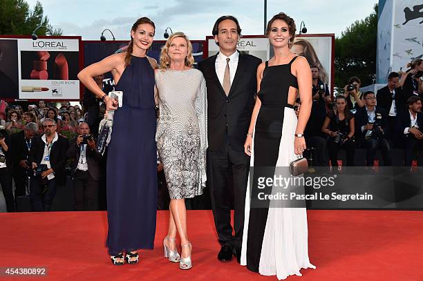 Dominique Lemonnier, President of the Jury Alexandre Desplat with their daughters attends the 'Three Hearts' - Premiere during the 71st Venice Film...