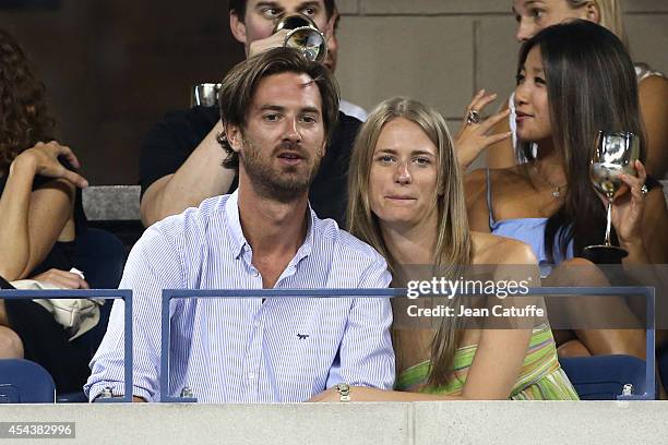 Julie Henderson and her boyfriend attend Day 3 of the 2014 US Open at USTA Billie Jean King National Tennis Center on August 27, 2014 in the Flushing...