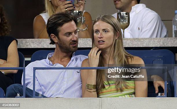 Julie Henderson and her boyfriend attend Day 3 of the 2014 US Open at USTA Billie Jean King National Tennis Center on August 27, 2014 in the Flushing...