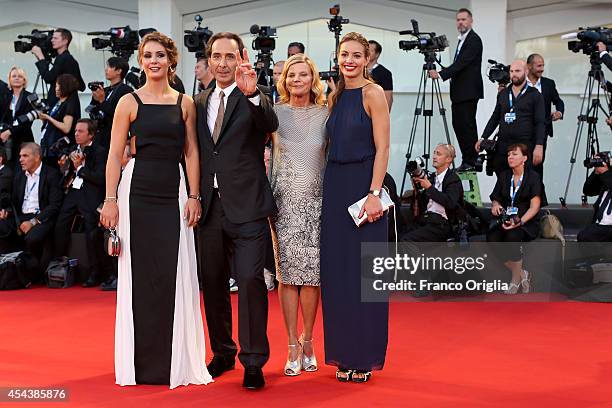 Dominique Lemonnier, President of the Jury Alexandre Desplat with their daughters attend the '3 Coeurs' - Premiere during the 71st Venice Film...