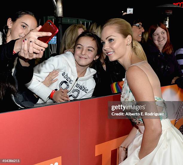 Actress Laura Vandervoort attends "TrevorLIVE LA" honoring Jane Lynch and Toyota for the Trevor Project at Hollywood Palladium on December 8, 2013 in...