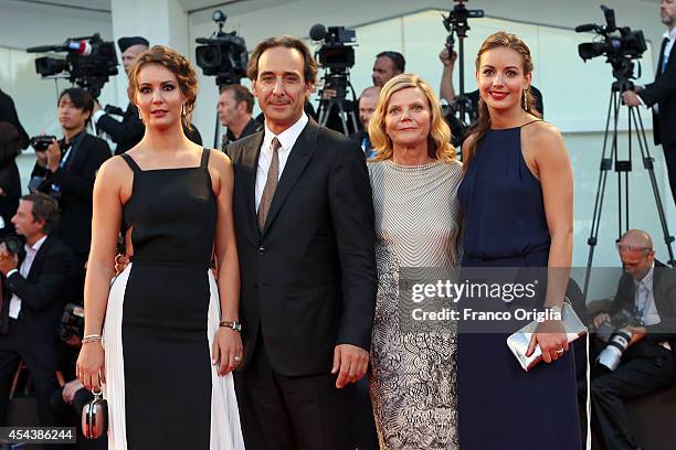 Dominique Lemonnier, President of the Jury Alexandre Desplat with their daughters attend the '3 Coeurs' - Premiere during the 71st Venice Film...