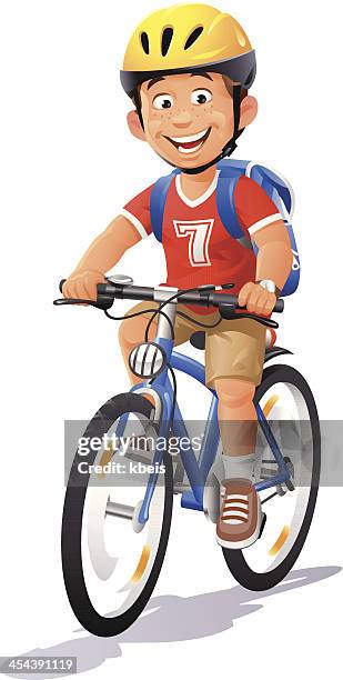 junge reiten fahrrad - bike vector stock-grafiken, -clipart, -cartoons und -symbole