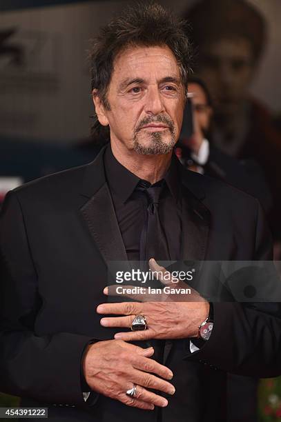 Actor Al Pacino wearing a Jaeger-LeCoultre watch attends the 'The Humbling' the premiere during the 71st Venice Film Festival at the Palazzo del...