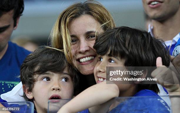Fans of Cruzeiro celebrate a victory after a match between Cruzeiro and Chapecoense as part of Brasileirao Series A 2014 at Mineirao Stadium on...