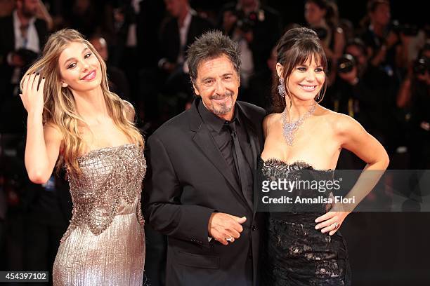 Camila Sola, Al Pacino and Lucila Sola attend 'The Humbling' premiere during the 71st Venice Film Festival on August 30, 2014 in Venice, Italy.