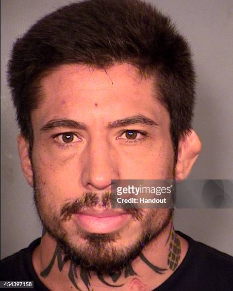 In this handout photo provided by the Las Vegas Metropolitan Police Department, MMA fighter Jonathan Koppenhaver, aka War Machine, is seen in a...