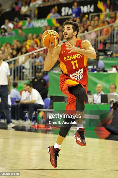 Ricky Rubio of Spain in action during 2014 FIBA World basketball championships group A match between Iran vs Spain at the Palacio Municipal de...