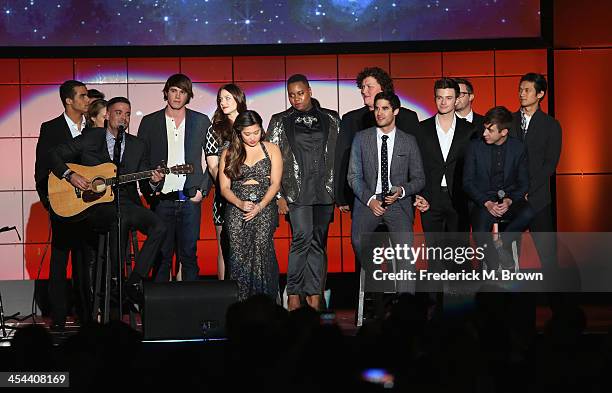 The Cast of Glee perform onstage at "TrevorLIVE LA" honoring Jane Lynch and Toyota for the Trevor Project at Hollywood Palladium on December 8, 2013...