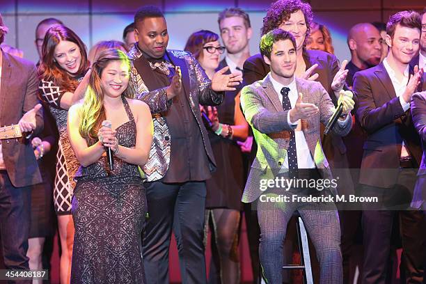 The Cast of Glee perform onstage at "TrevorLIVE LA" honoring Jane Lynch and Toyota for the Trevor Project at Hollywood Palladium on December 8, 2013...