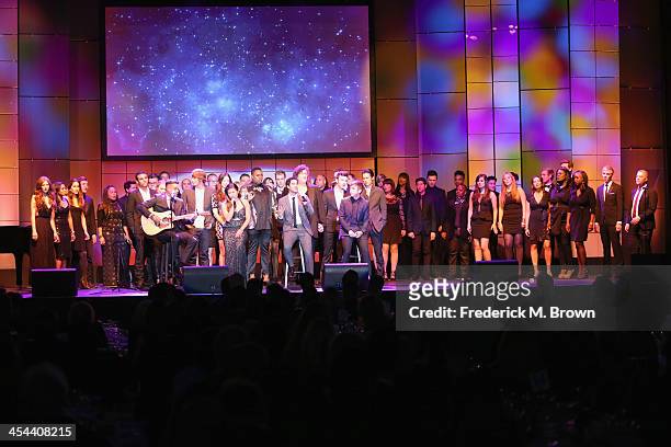 The Cast of Glee perform onstage at "TrevorLIVE LA" honoring Jane Lynch and Toyota for the Trevor Project at Hollywood Palladium on December 8, 2013...