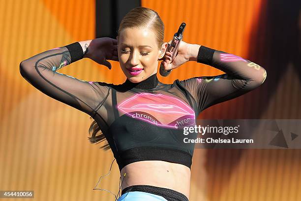 Rapper Iggy Azalea performs during Day 1 of the Budweiser Made in America festival at Los Angeles Grand Park on August 30, 2014 in Los Angeles,...