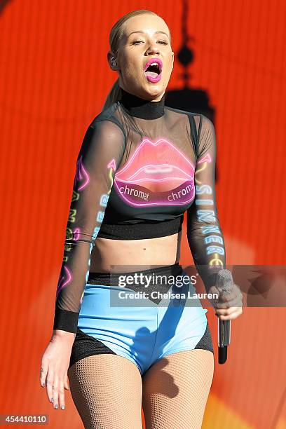Rapper Iggy Azalea performs during Day 1 of the Budweiser Made in America festival at Los Angeles Grand Park on August 30, 2014 in Los Angeles,...