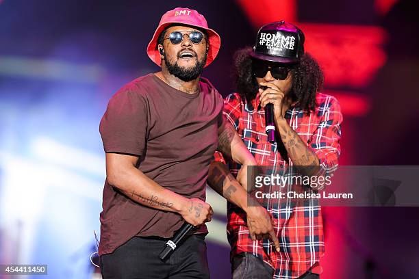 Rappers Schoolboy Q and Ab-Soul perform during Day 1 of the Budweiser Made in America festival at Los Angeles Grand Park on August 30, 2014 in Los...