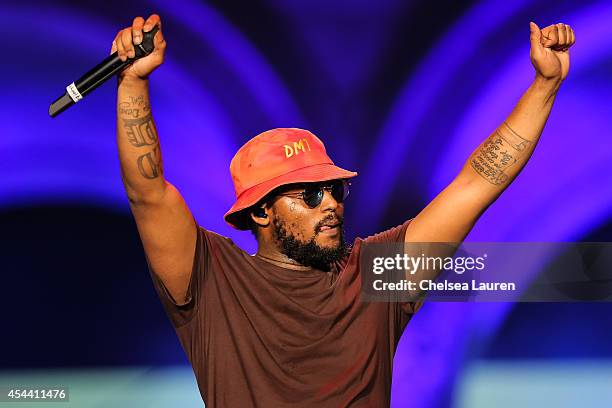 Rapper Schoolboy Q performs during Day 1 of the Budweiser Made in America festival at Los Angeles Grand Park on August 30, 2014 in Los Angeles,...