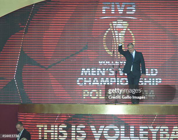 General view during the 2014 FIVB Mens World Championship Opening Ceremony at the National Stadium on August 30, 2014 in Warsaw, Poland.