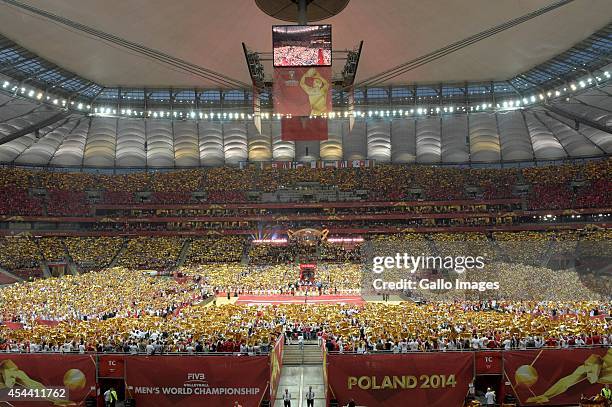 General view during the 2014 FIVB Mens World Championship Opening Ceremony at the National Stadium on August 30, 2014 in Warsaw, Poland.