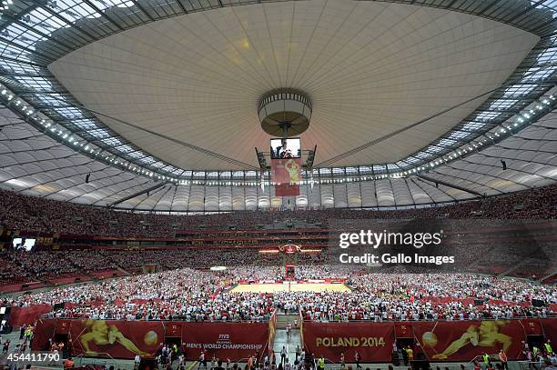 General view during the 2014 FIVB Mens World Championship Opening Ceremony at the National Stadium on August 30, 2014 in Warsaw, Poland.