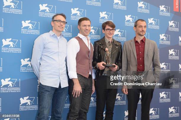 Graham Annable,Travis Knight, Isaac Hempstead-Wright and Anthony Stacchi attend 'The Boxtrolls' photocall during the 71st Venice Film Festival on...