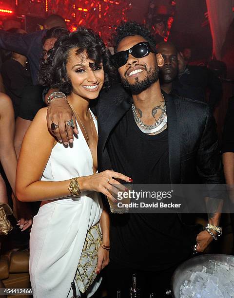 Actress/model Nazanin Mandi and singer Miguel appear at Hyde Bellagio at the Bellagio on August 30, 2014 in Las Vegas, Nevada.